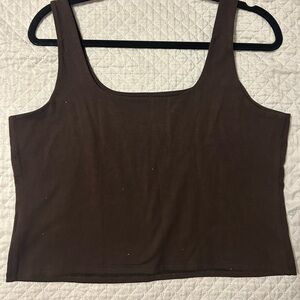 Brown Jersey Crop Tank Top - XL Tall